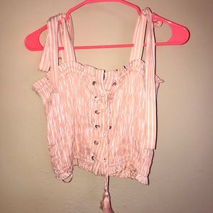 Striped pink and whit crop top